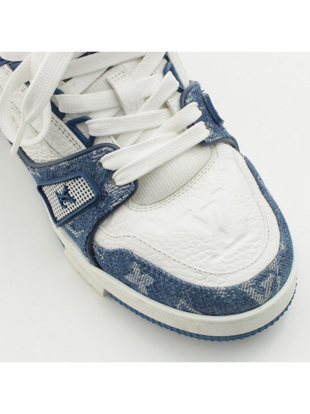 Louis Vuitton LV Denim Leather Low Cut Sneakers Blue - Picture 6 of 10